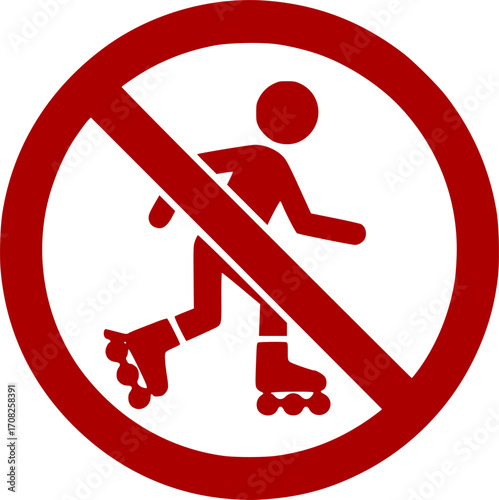 No rollerblading sign vector illustration prohibition symbol skating ban icon safety warning graphic