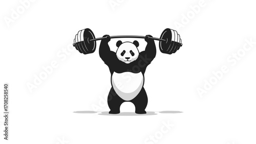 Strong Panda Weightlifter Illustration