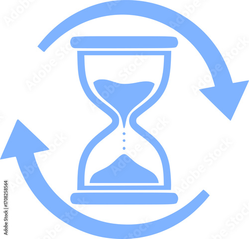 Time Cycle Refresh Icon, Hourglass with Rotating Arrows, Process Update Symbol