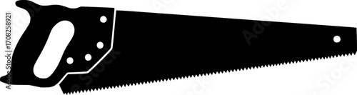 Black handsaw silhouette vector carpentry tool woodworking equipment diy instrument isolated graphic