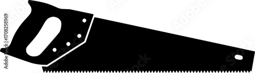 Black handsaw silhouette vector carpentry tool woodworking equipment diy instrument isolated graphic