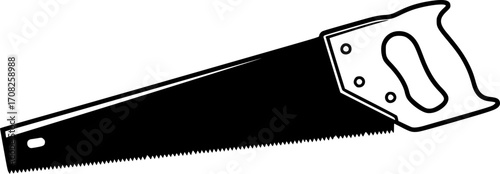 Black handsaw silhouette vector carpentry tool woodworking equipment diy instrument isolated graphic