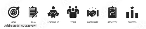 Mission Glyph Icon Set. Vector Illustration Concept With Some Icons. Designed In Glyph Style
