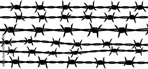 Barbed wire vector elements prickly security boundary danger protection border fence line art vector