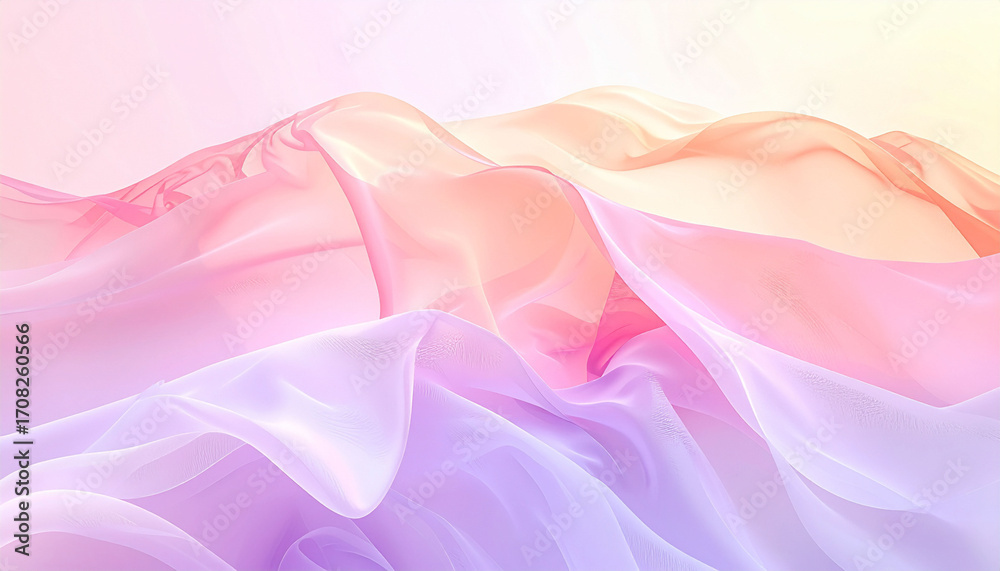 Fototapeta premium Abstract Flowing Pastel Fabric with Light and Shadow