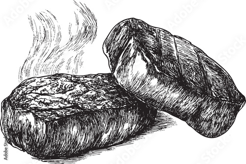 Steak illustration on a white background. This vector illustration can be used in any size you like for advertising, logos, and other work.