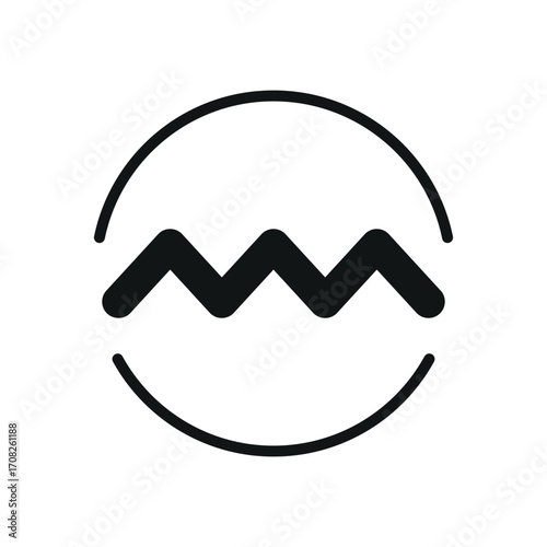 Aquarius icon in glyph for simple star sign and horoscope graphics.