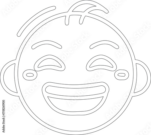 Laughing baby face outline happy