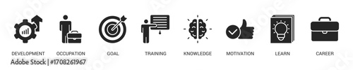 New Skills Glyph Icon Set. Vector Illustration Concept With Some Icons. Designed In Glyph Style