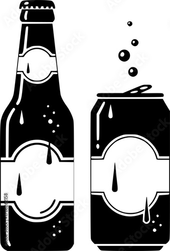 Refreshing beer bottle and can beverage drink alcohol refreshment beverage vector