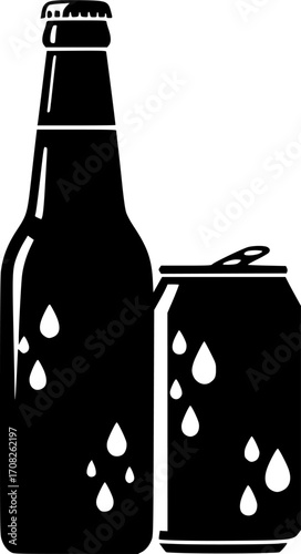 Refreshing beer bottle and can beverage drink alcohol refreshment beverage vector