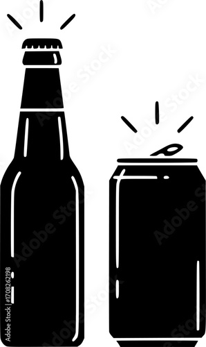 Refreshing beer bottle and can beverage drink alcohol refreshment beverage vector