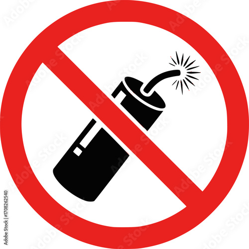 No fireworks symbol prohibition sign firecracker ban safety warning forbidden icon