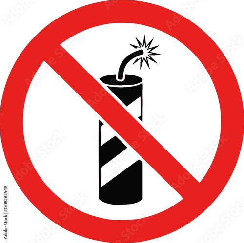 No fireworks symbol prohibition sign firecracker ban safety warning forbidden icon