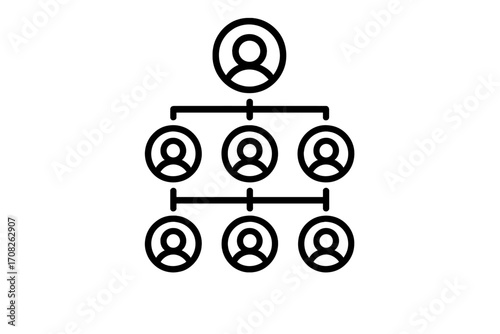 Organizational chart line icon. Business hierarchy, corporate structure. Concept for teamwork, leadership, management. People network connection. Employee organization tree.