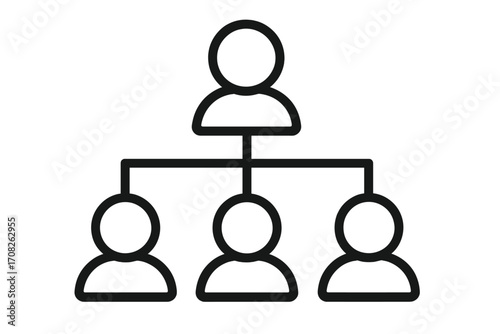 Business organization chart line icon. Corporate hierarchy and company structure concept. Teamwork, management, leadership symbol. Manager and employee connection vector.