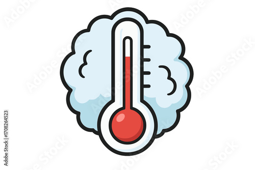 Thermometer with snow icon, cold weather symbol, winter temperature measurement, frost and freeze concept, cartoon vector illustration, graphic design element, apps, advertising, cards