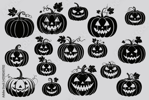 ハロウィン用ジャックオーランタンのシルエットセット
