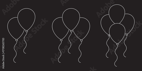 outline silhouette balloon icon set isolated on white background. baloon icon