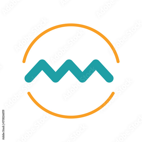 Aquarius icon in color for zodiac, mystic, and horoscope projects.