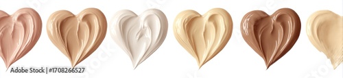 Heart-shaped foundation swatches in various shades (1)