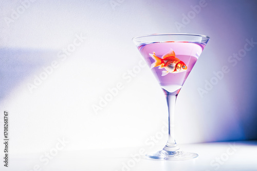 Wallpaper Mural Holiday cocktail with goldfish in pastel icy lavender glass   Torontodigital.ca