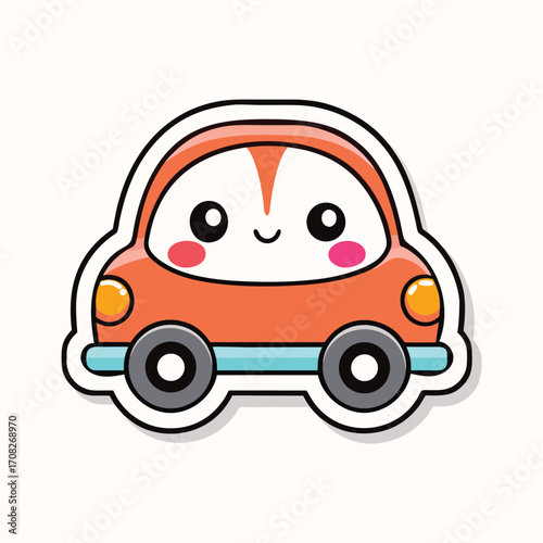 Cute cartoon car sticker design perfect for kids.
