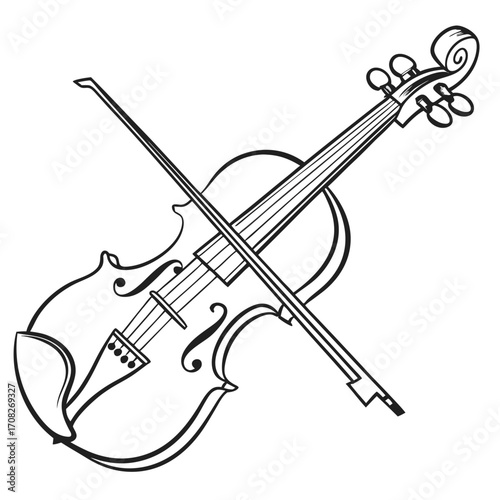 Elegant Violin Illustration Musical Instrument Detail