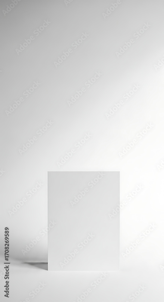 Fototapeta premium Minimalist White Square Card on Clean Studio Background with Shadow