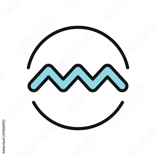 Aquarius icon in color with line for modern mystic and astrology visuals.