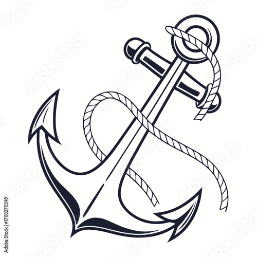 Classic Nautical Anchor with Woven Rope, Symbolizing Steadfastness and Marine Adventures
