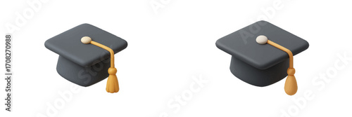Academic graduation cap with golden tassel symbolizing educational achievement, university success, and commencement celebration