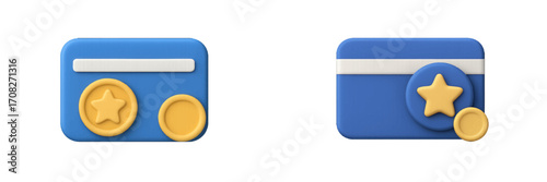 Modern loyalty program card design with star and coin icons representing exclusive customer rewards and benefits