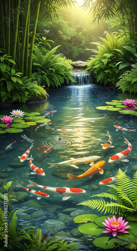 tropical garden pond