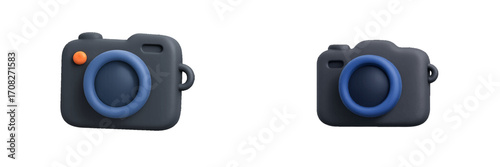 Modern stylized digital camera icons with a minimalist design for photography, multimedia, and creative content projects and applications