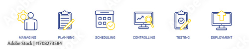 Release Management Line Color Icon Set. Vector Illustration Concept With Some Icons. Designed In Line Color Style