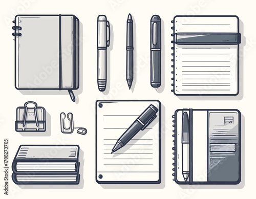 Office supplies and stationery items for work and study.