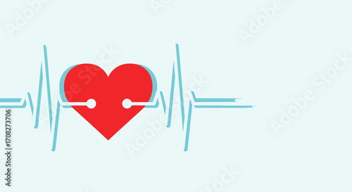 Heartbeat Symbol With Cardiogram Line And Heart Shape Health Monitor