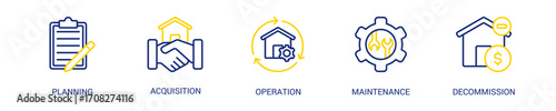 Asset Lifecycle Line Color Icon Set. Vector Illustration Concept With Some Icons. Designed In Line Color Style