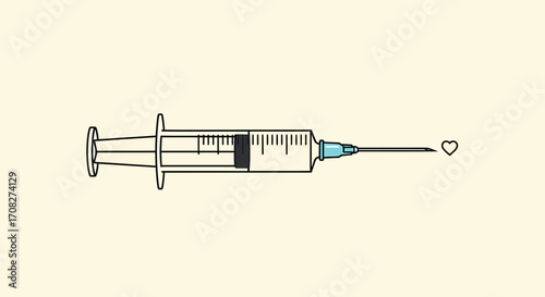 Medical Syringe Injecting Love, Concept Vaccination And Health