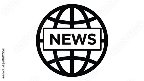 News globe icon with text inside isolated on white background