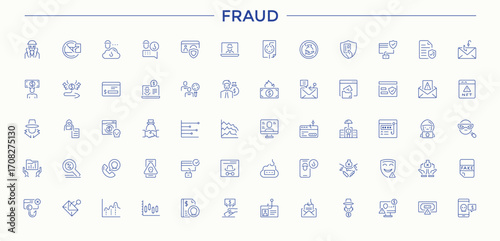 Fraud modern line icon set. Contains such symbols as bribe, money laundering, corruption, criminal, crime, bribery and more. Trendy minimal icons. Pictogram and infographic. Corrupt icon.