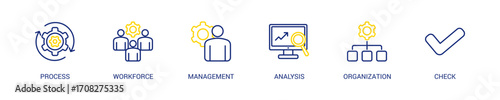 Total Quality Management Line Color Icon Set. Vector Illustration Concept With Some Icons. Designed In Line Color Style