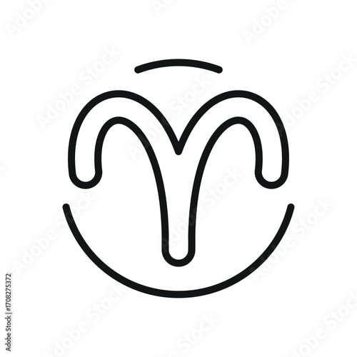 Aries icon in line style for mystic, constellation, and astrology visuals.