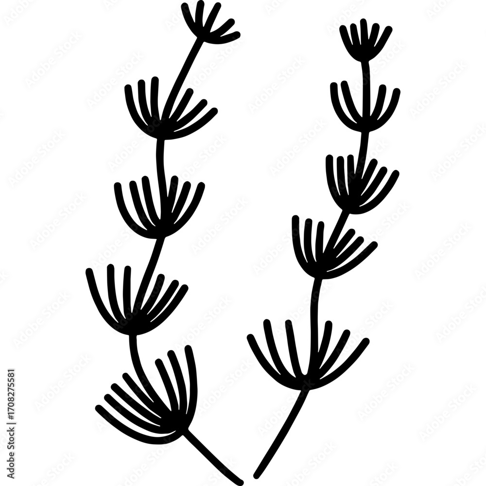 Fototapeta premium U Shape Tube Coral Underwater Marine Hand Drawn Doodle Illustration
