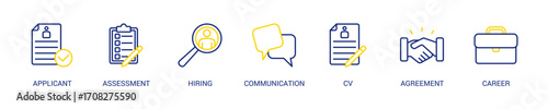Job Interview Line Color Icon Set. Vector Illustration Concept With Some Icons. Designed In Line Color Style