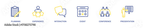 Event Marketing Line Color Icon Set. Vector Illustration Concept With Some Icons. Designed In Line Color Style