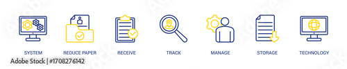 Document Management Line Color Icon Set. Vector Illustration Concept With Some Icons. Designed In Line Color Style