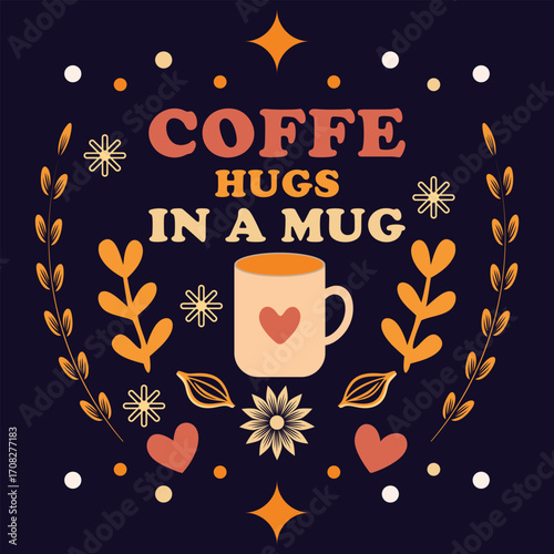 vector illustration of a cup of coffee for t-shirt design 