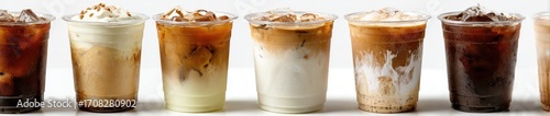 Iced coffee drinks in plastic cups